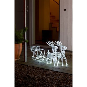 Konstsmide LED Rentier Set aus Acryl mit 96 kaltweißen LEDs für den Außenbereich.
