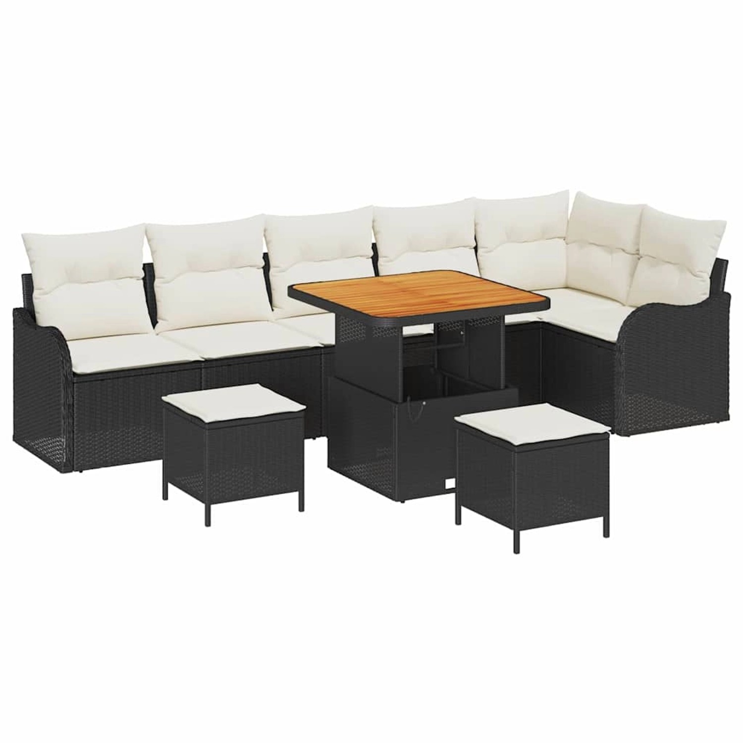 vidaXL Garten-Sofa-Set Höhenverstellbar 9-Tlg Schwarz Poly Rattan 3362280 günstig online kaufen