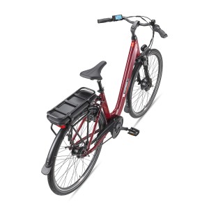 Telefunken City E-Bike in Rot, 28 Zoll mit Frontmotor, 7-Gang Nabenschaltung und Gepäckträgerakku.