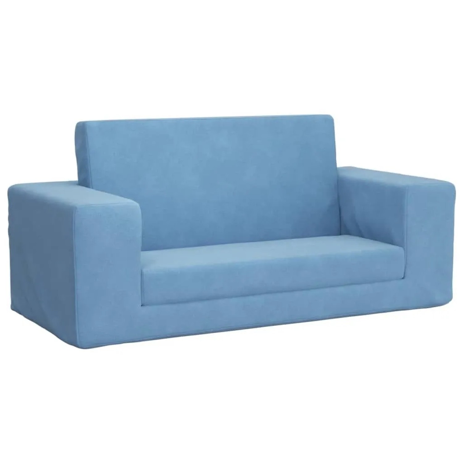 vidaXL Kinder-Schlafsofa 2-Sitzer Blau Weicher Plüsch 357032