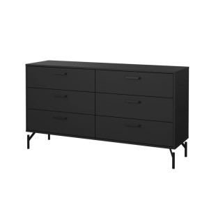 Schwarze ebuy24 Dana Kommode mit 6 Schubladen im modernen, matten Design.
