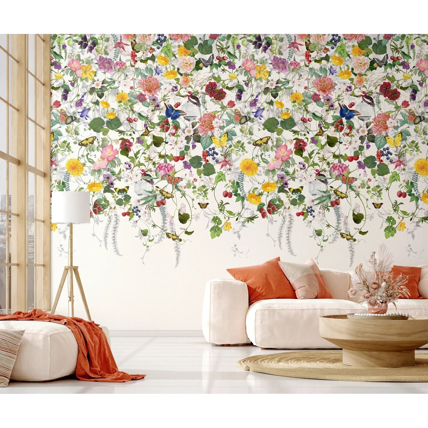 Marburg Fototapete Smart Art Gallery Floral Modern Weiß im Wohnzimmer.