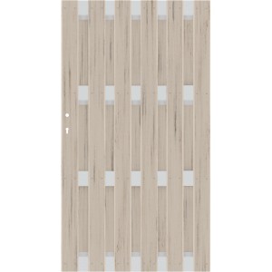 Sichtschutzzaun Tor Jumbo WPC Alu Sand, 98x179cm, Ansicht von vorne.