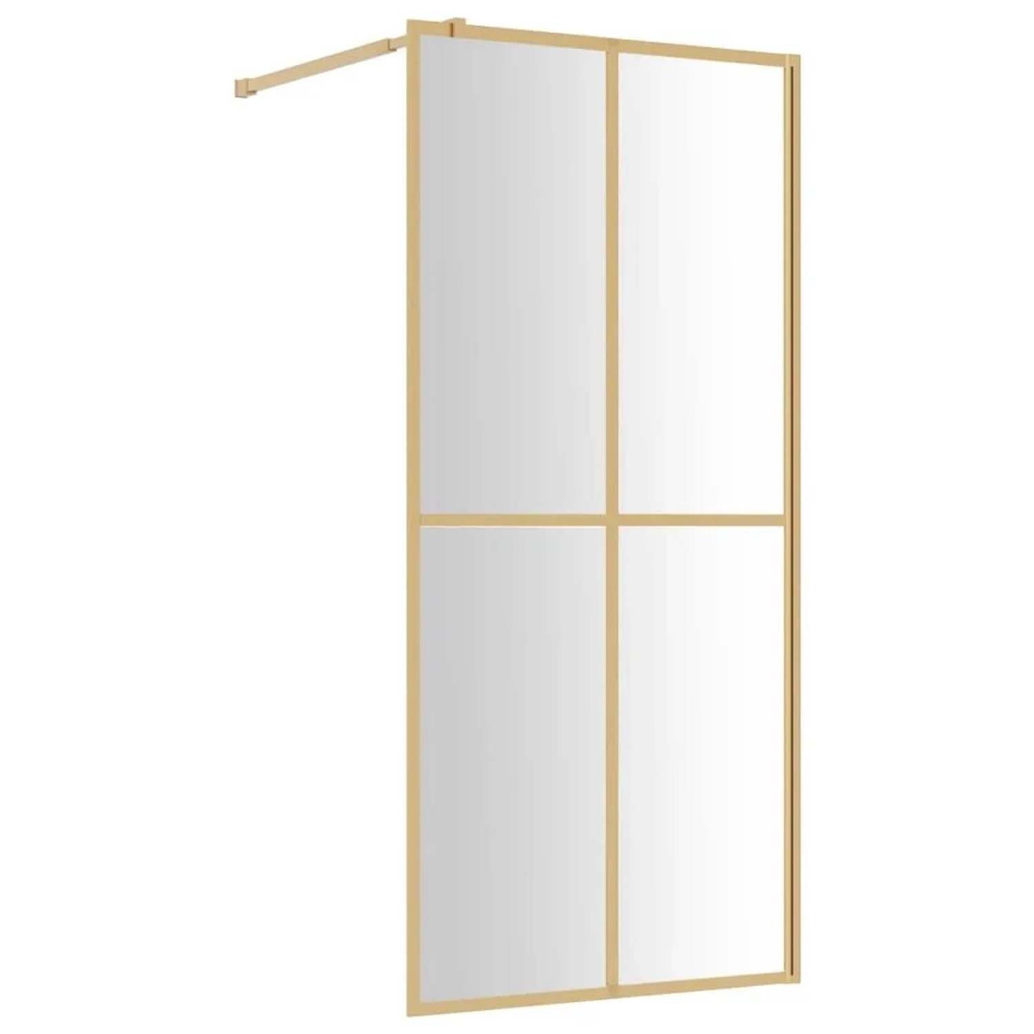 vidaXL Duschwand für Begehbare Dusche mit ESG Klarglas Golden 90x195cm 154945