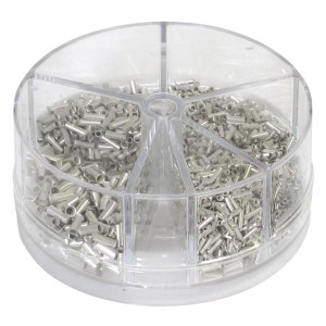 Blanko Aderendhülsen-Set, 1900 Stück unisoliert in Spenderdose für Elektroinstallation.