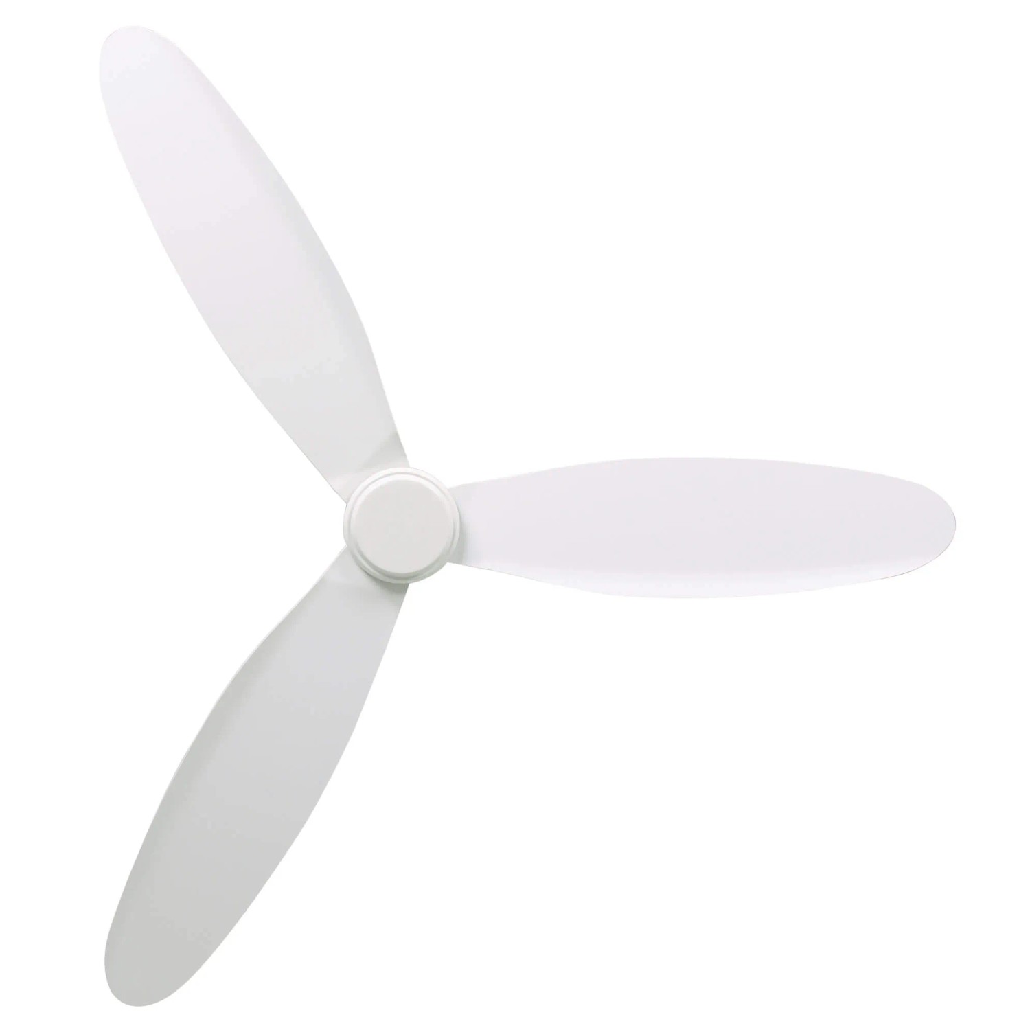 Weißer Lucci Air Deckenventilator mit drei Flügeln und Fernbedienung.