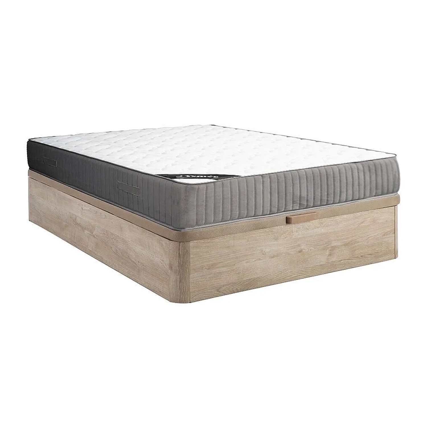 Vente-unique Matratze Und Bettgestell Mit Lattenrost Und Bettkasten Malino Naturfarben Hell 200 cm