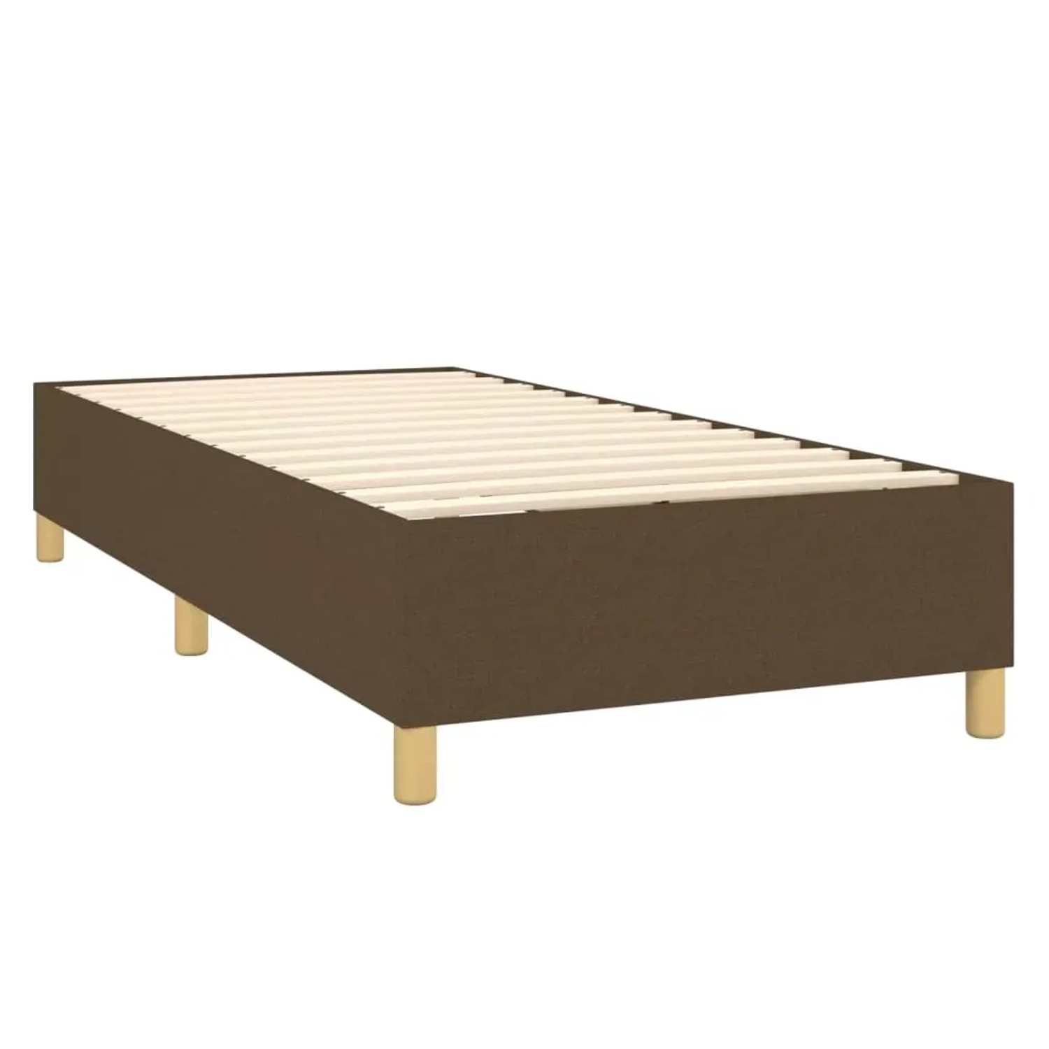 Boxspringbett braun 80x200 cm, Stoffbezug, ohne Kopfteil und Matratze.