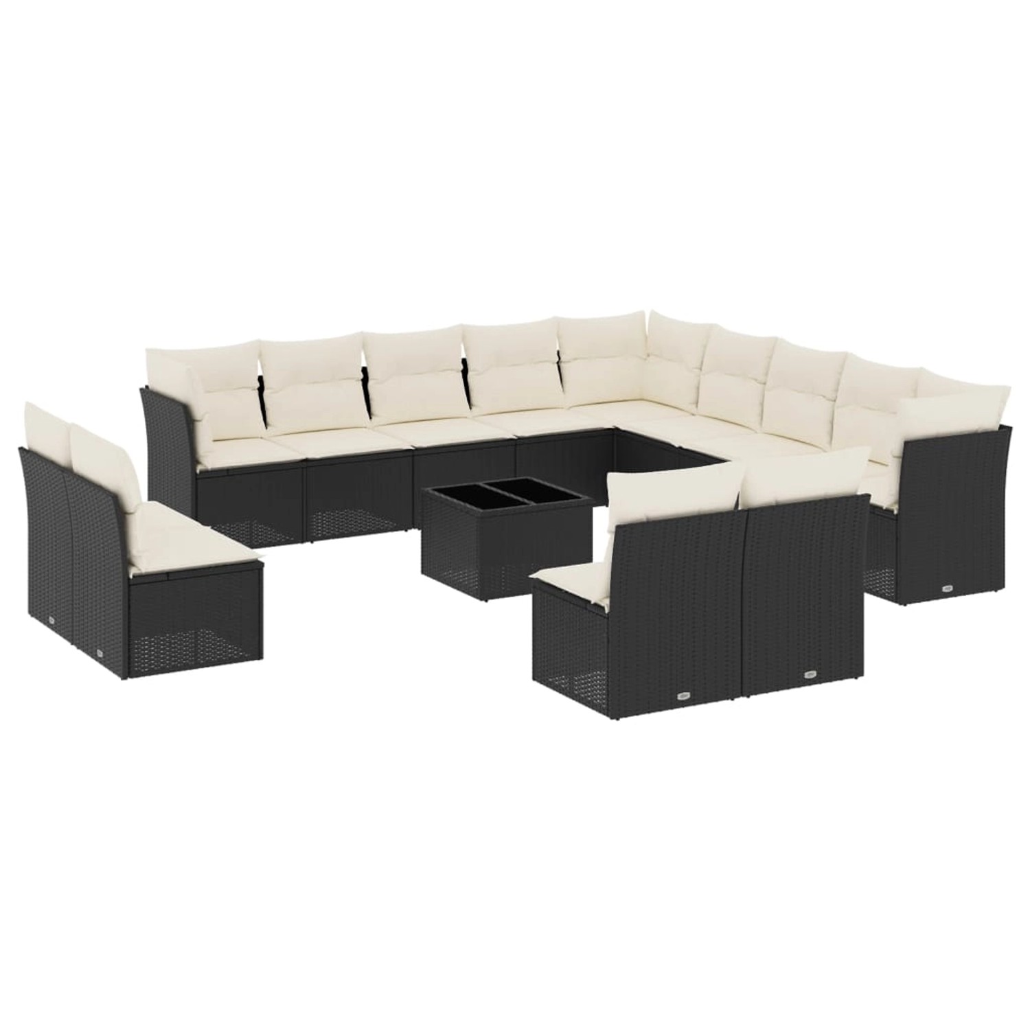 vidaXL 14-Tlg Garten-Sofagarnitur mit Kissen Schwarz Poly Rattan 3218496 günstig online kaufen