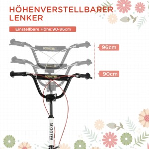 Detailaufnahme: Höhenverstellbarer Lenker des HOMCOM Kinderrollers, einstellbar von 90-96cm.