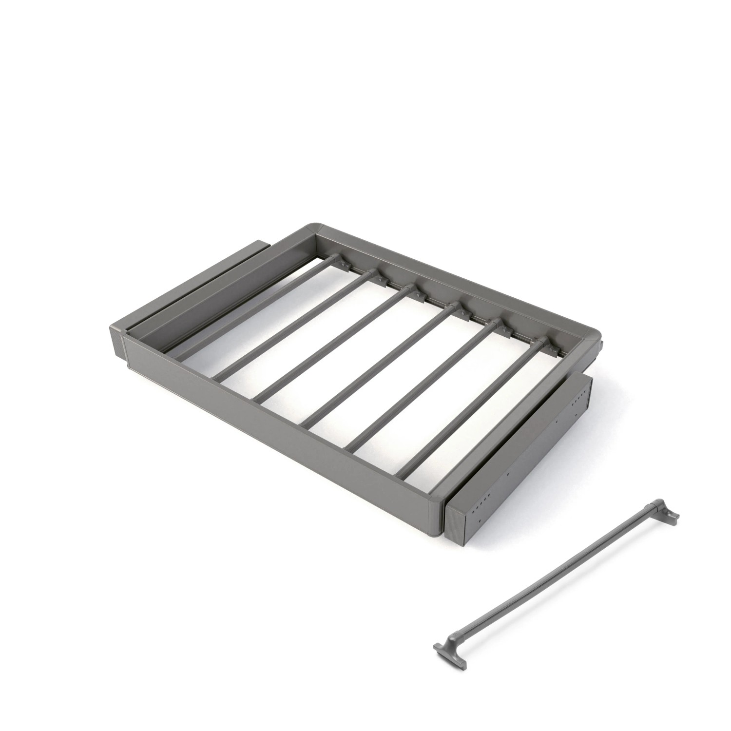 Emuca Satz aus 7-Stangen-Hosenhalter und Rahmen für Schrank Quartz mit Soft-Close- und Vollauszugsschienen Modul 60 cm Titan-Oberfläche