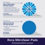 Grafik: Vergleich Bona Mikrofaser Auftrags-Pad mit herkömmlichem Reinigungspad. Rückstandsfreie Reinigung.