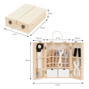 Joyz Werkzeugkasten für Kinder, Holz, mit 8 Werkzeugen. Spielzeug Werkzeugkoffer für Rollenspiele.
