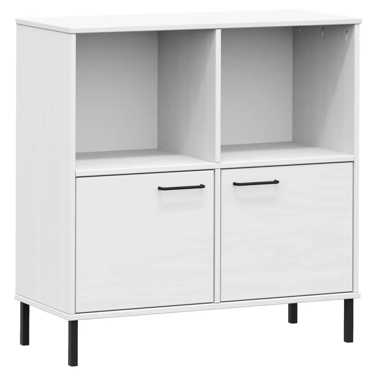 vidaXL Bücherregal OSLO mit Metallbeinen Weiß 90x35x90,5 cm Massivholz 351017
