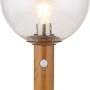 Globo Sockelleuchte Ossy mit Bewegungsmelder, Holzoptik, Glaskugel mit Luftblasen.