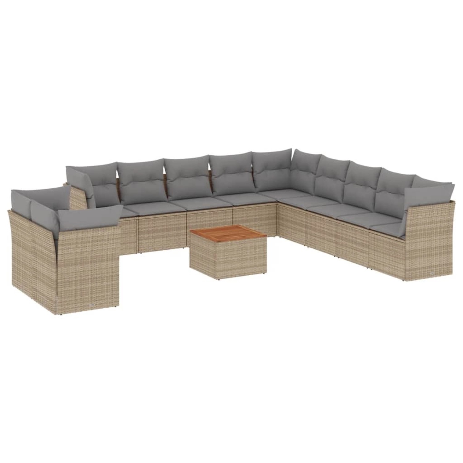 vidaXL 12-Tlg Garten-Sofagarnitur mit Kissen Beige Poly Rattan 3256059 günstig online kaufen