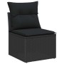 Schwarzer vidaXL Gartenstuhl aus Poly Rattan mit Kissen, Teil eines Sofasets.