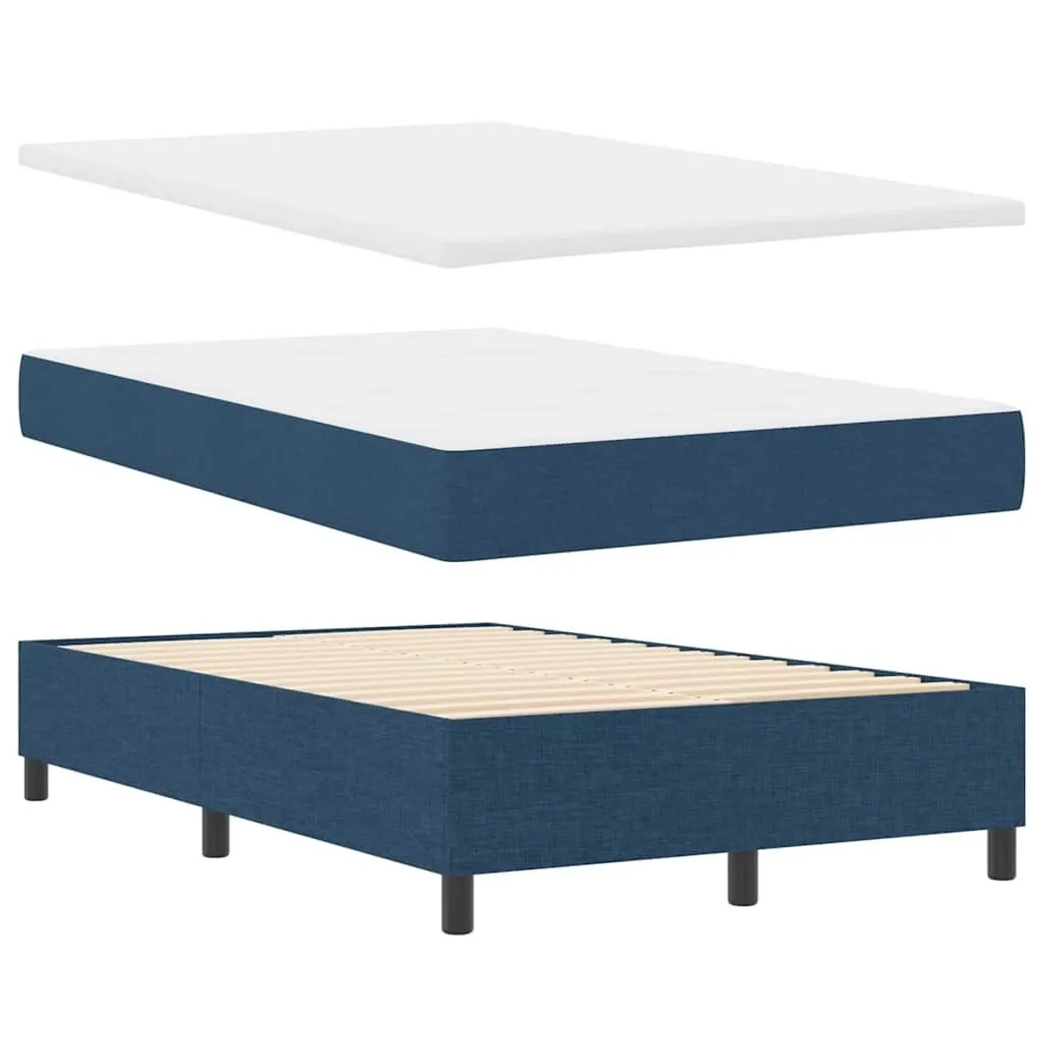 vidaXL Boxspringbett Blau 120 x 200 cm Stoff & Holzwerkstoff 3344141 günstig online kaufen