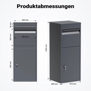 Wiltec Paketkasten Standbriefkasten Grau 41X38X102Cm Paketbox Zuhause Päckchen