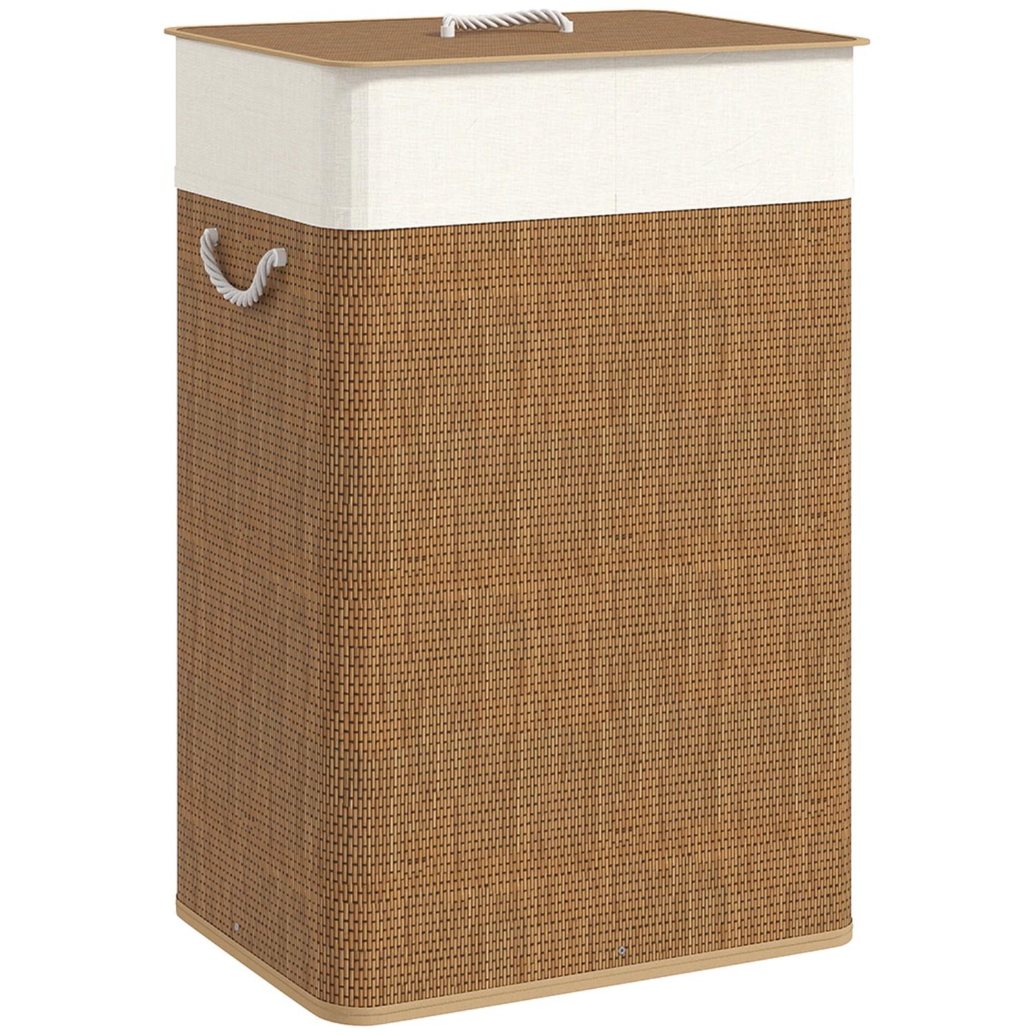 HOMCOM Wäschekorb Bambus 40L x 30B x 60H cm Braun