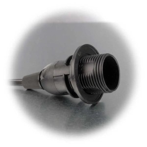 Schwarze E14 Fassung mit Gewinde und Kabel. Ideal für Lampen und Leuchten.