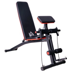 HOMCOM Hantelbank, multifunktional, schwarz/rot, bis 120kg, für vielseitiges Krafttraining.