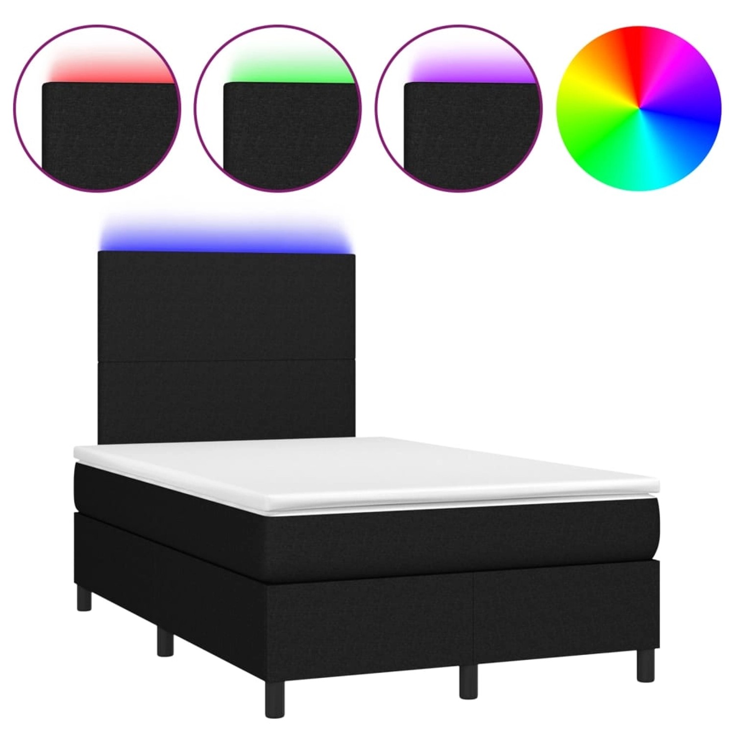 vidaXL Boxspringbett mit Matratze & LED Schwarz 120x200 cm Stoff 3134703 günstig online kaufen