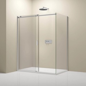 Bernstein Eckdusche mit Schiebetür NT806 FLEX Klarglas Chrom 6mm 100cm Seitenwand 100cm Seitenwand 100cm Schiebetür