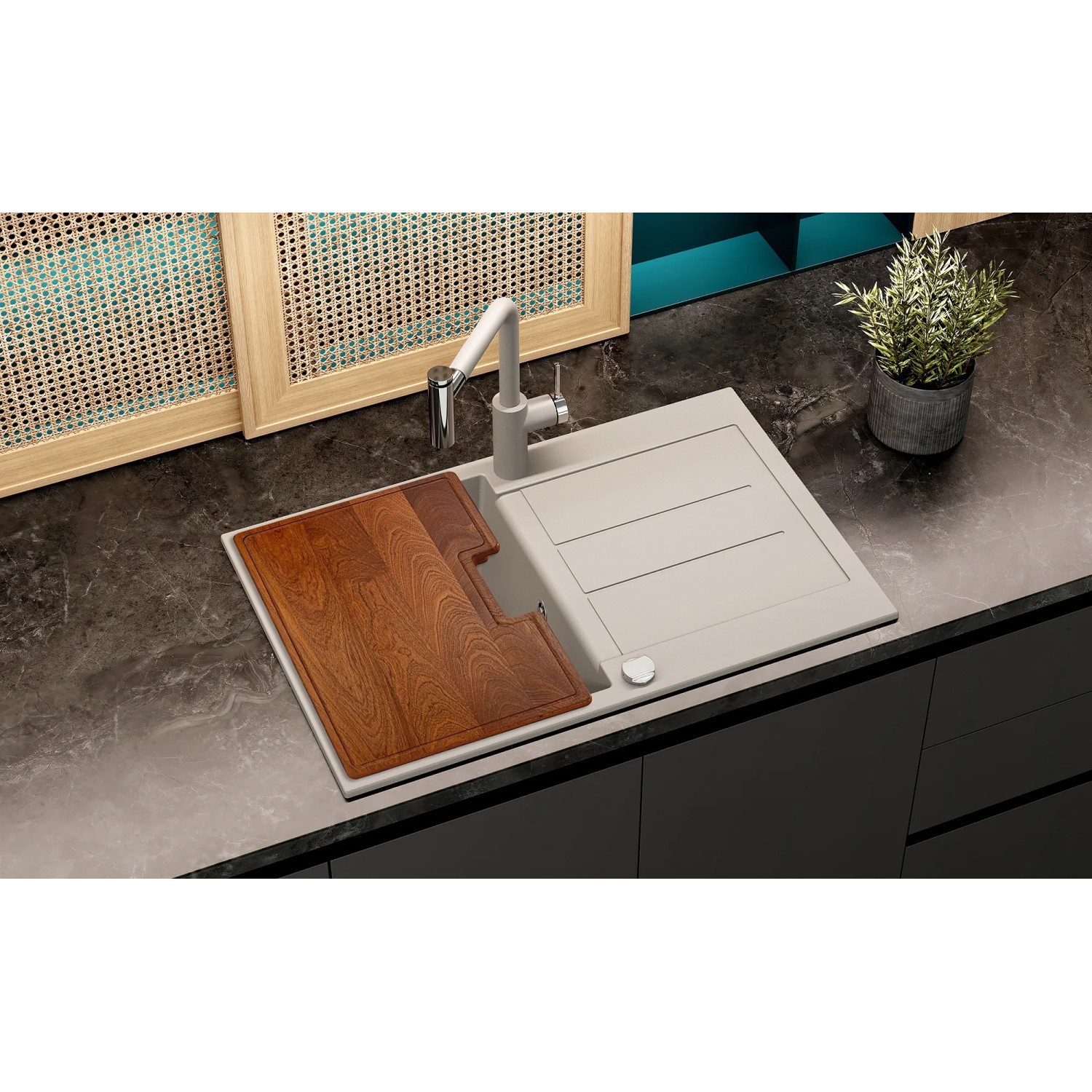 Helika Schneidebrett aus Sapeli-Holz für Spüle Tesa, 47x32cm, Zubehör für Spülen.
