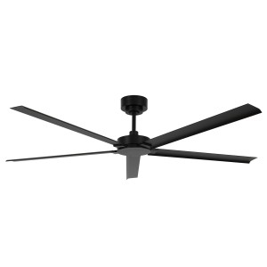 Schwarzer Lucci Air Monza Deckenventilator für Außenbereiche mit 5 Flügeln und Fernbedienung.