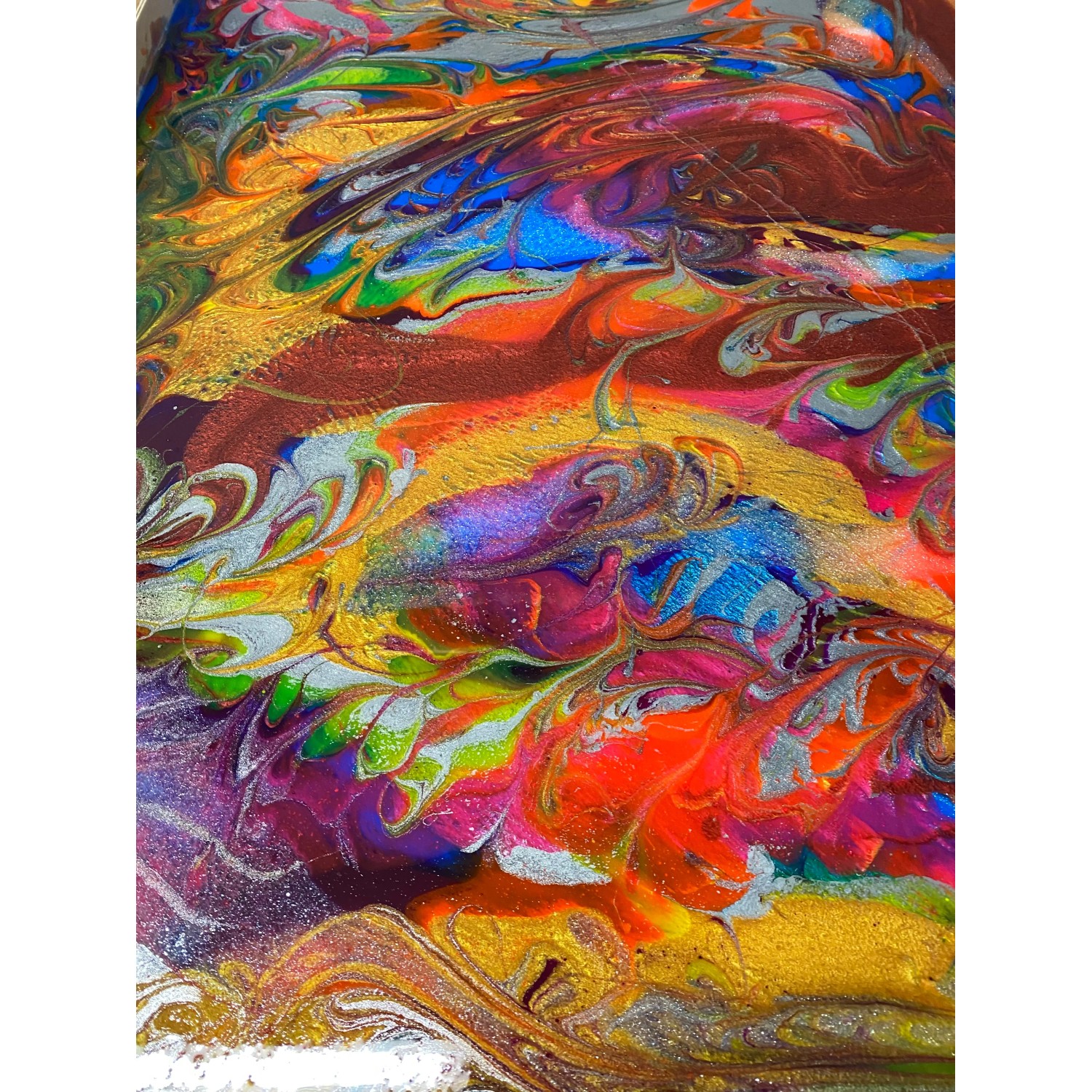 Farbenfrohes Kunstobjekt aus CreativEpoxy Epoxidharz Resin, Spezialspachtel.