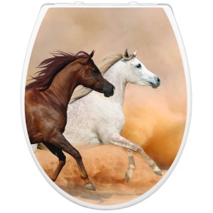 Banjado Familien WC-Sitz mit Pferde-Motiv. Klodeckel mit integriertem Kindersitz und Absenkautomatik.