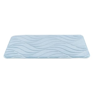 Türkiser Wenko Badteppich Memory Foam Tropic, 50x80 cm, mit Wellenmuster. Flauschiger Badvorleger.