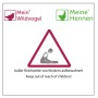 Symbolbild: Warnhinweis "Außer Reichweite von Kindern aufbewahren" für MeineHennen Hühnerfutter.