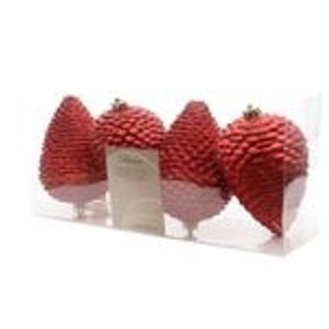Kaemingk Christbaumschmuck Zapfen Bruchfest  7 cm H 12 cm 4 Stueck Rot