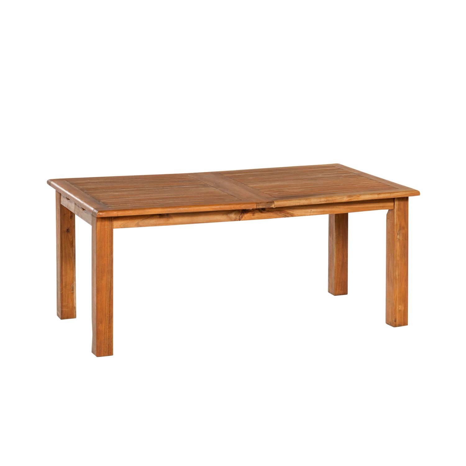 Ausziehbarer Gartentisch aus Akazienholz, Teil des Merxx Batavia 7-tlg. Gartenmöbel-Sets.