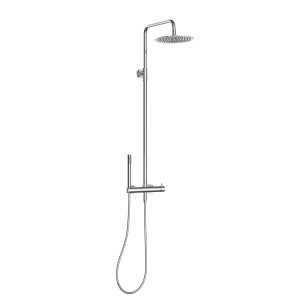 Aurlane Duschsystem Elegance Chrom, höhenverstellbare Kopf- und Handbrause, glänzendes Design.