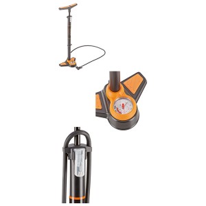 Prophete Stand-Luftpumpe mit Manometer zum Aufpumpen von Fahrradreifen.