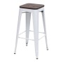 PROREGAL 4er-Set Barhocker Inkl. Holz-Sitzfläche Sitzhöhe 76cm Metall Industriedesign Stapelbar Weiß Barstuhl Tresenhocker_3
