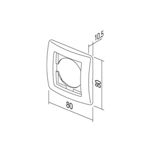 Technische Zeichnung: TEM EKONOMIK 1-fach Unterputz Abdeckrahmen, anthrazit, 80x80x10,5 mm. Für Elektroinstallation.