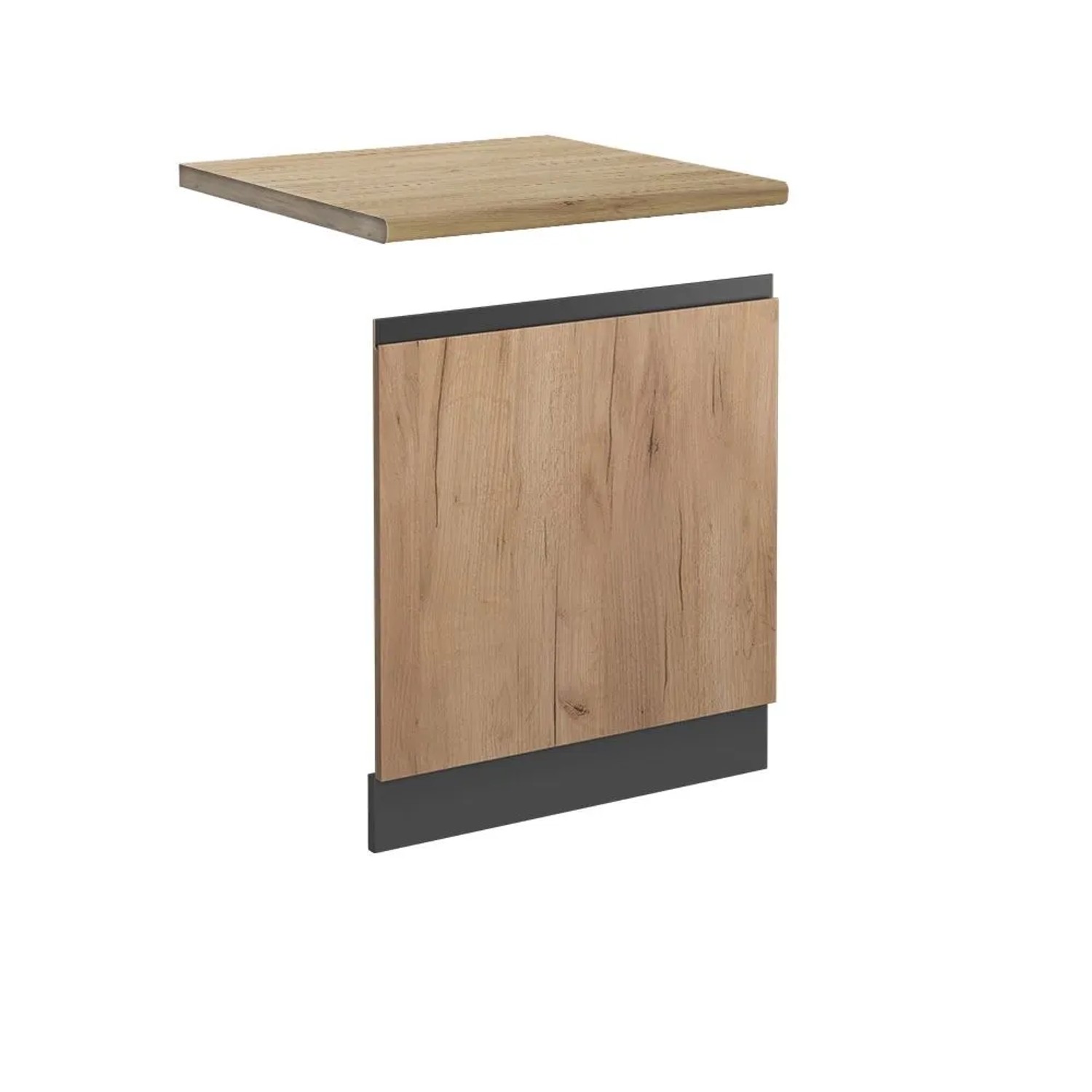 Vicco Frontblende R-Line Geschirrspüler Fronttür Goldkraft Eiche Anthrazit 60 cm J-Shape AP Eiche