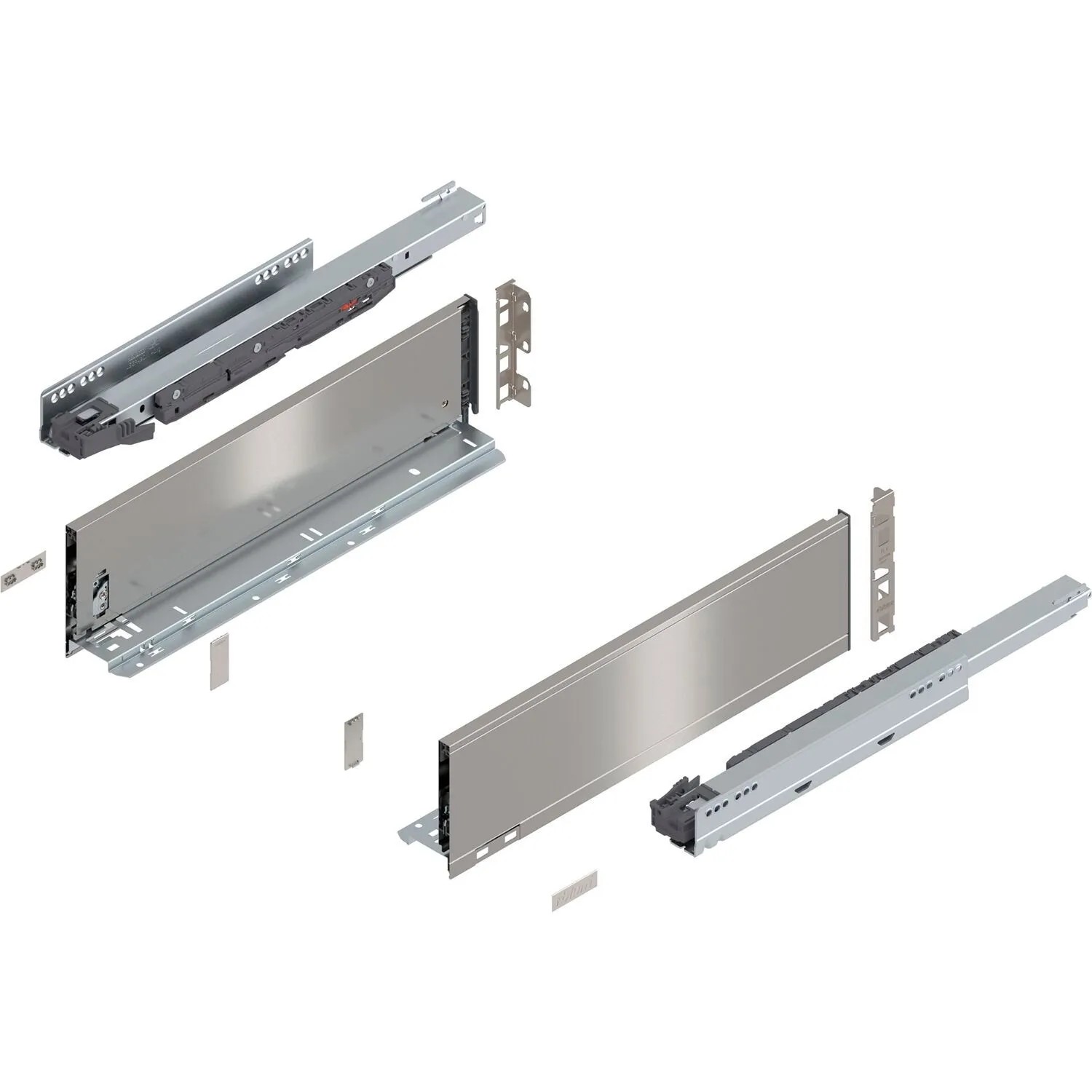 Blum Legrabox Pure Set Höhe K Tip-On Vollauszug 450 mm 40 kg Inox 1 Paar
