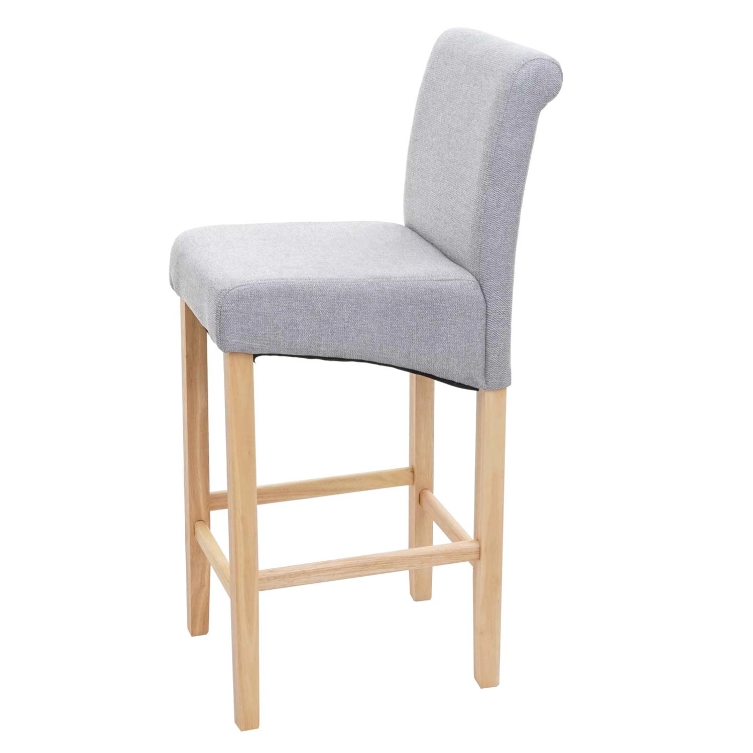 2er-Set Barhocker C33 hellgrau mit hellen Holzbeinen und Textilbezug.