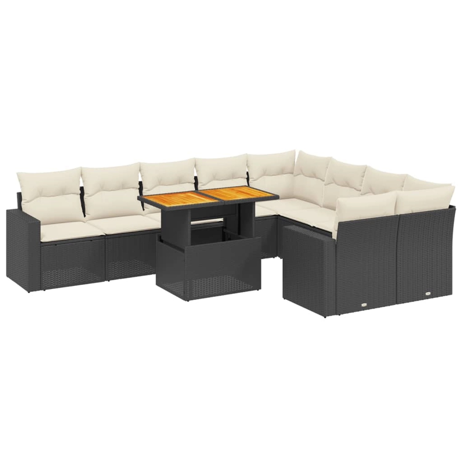 vidaXL 10-Tlg Garten-Sofagarnitur mit Kissen Schwarz Poly Rattan 3271469 günstig online kaufen