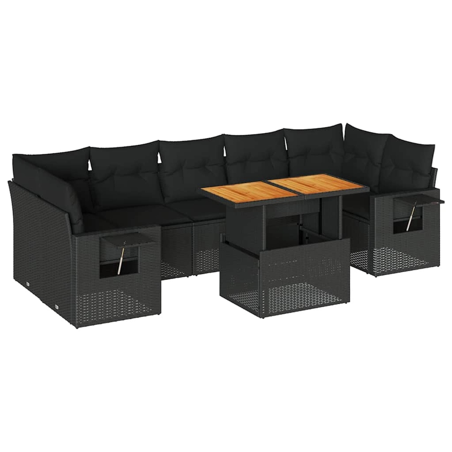 vidaXL 8-Tlg Garten-Sofagarnitur mit Kissen Schwarz Poly Rattan 3327121 günstig online kaufen