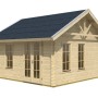 Skan Holz Gartenhaus Bern, Weekendhaus aus unbehandelter Fichte mit Doppeltür und Fenstern.