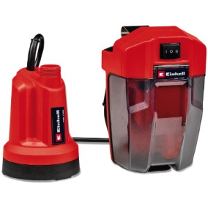 Einhell Akku-Klarwasserpumpe GE-SP 18 LL Li Solo, rot, mit separater Batteriebox.