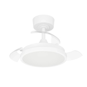 Eglo LED-Deckenventilator Malpica, weiß, mit transparenten, ausziehbaren Flügeln und integrierter LED-Leuchte, Ø 63 cm.