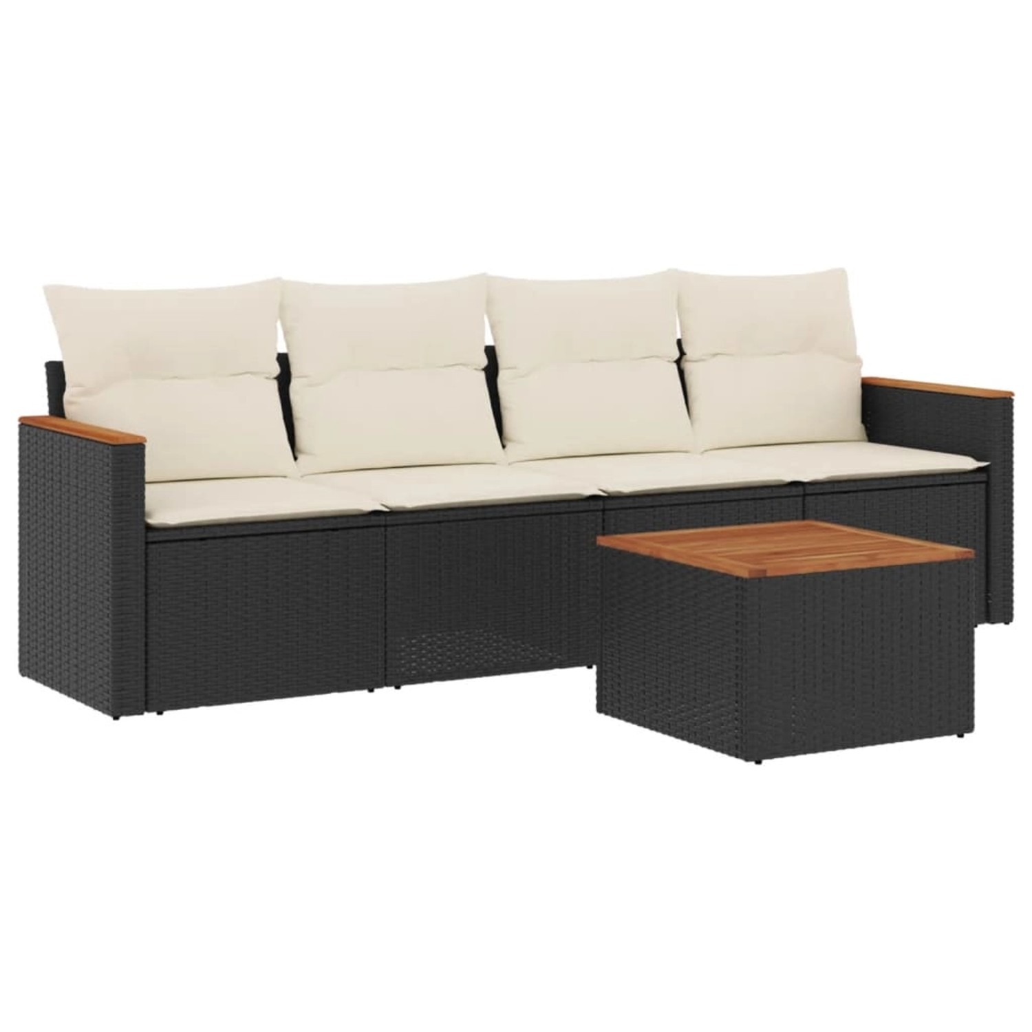 vidaXL 5-Tlg Garten-Sofagarnitur mit Kissen Schwarz Poly Rattan 3225776 günstig online kaufen