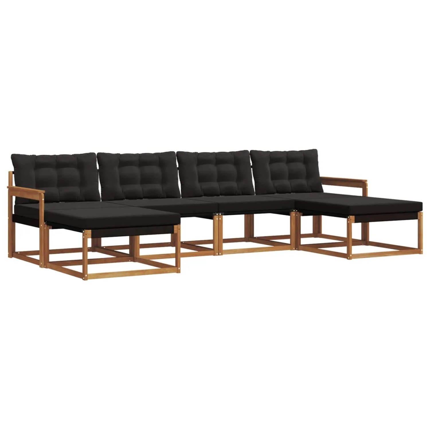 vidaXL Outdoor-Sofagarnitur mit Kissen 6-Tlg Natur und Schwarz 3369715